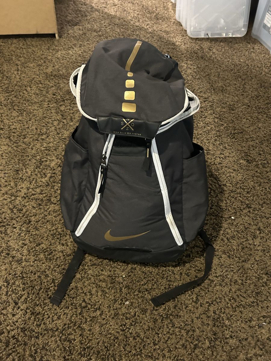 Nike Hoops Elite Pro Backpack Black Gold Quad Zip Basketball Bag