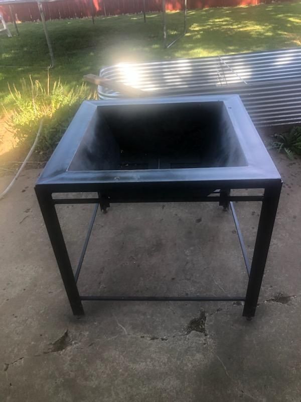 Metal Fire Pit  Heavy-Duty Square Steel Fire Pit