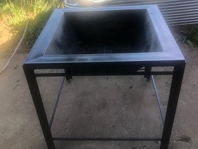 Metal Fire Pit Heavy-Duty Square Steel Fire Pit
