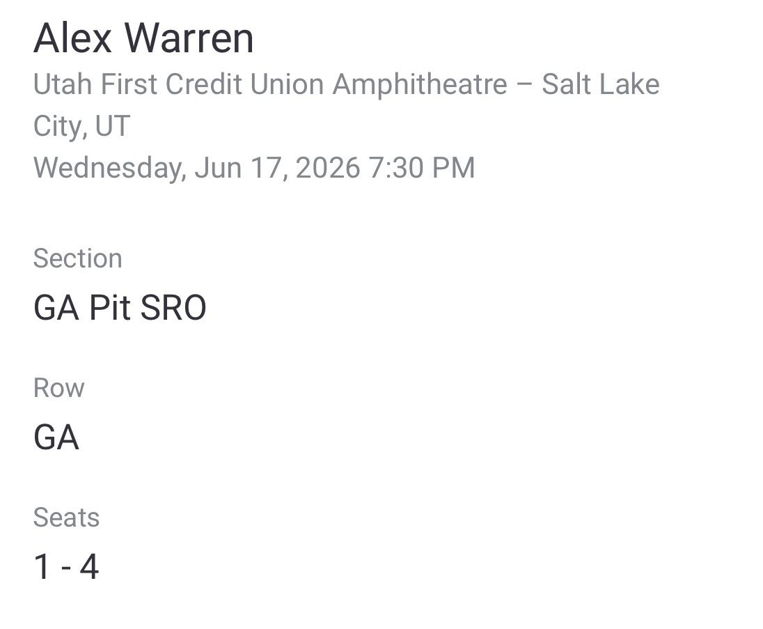 Alex Warren Tickets GA Pit