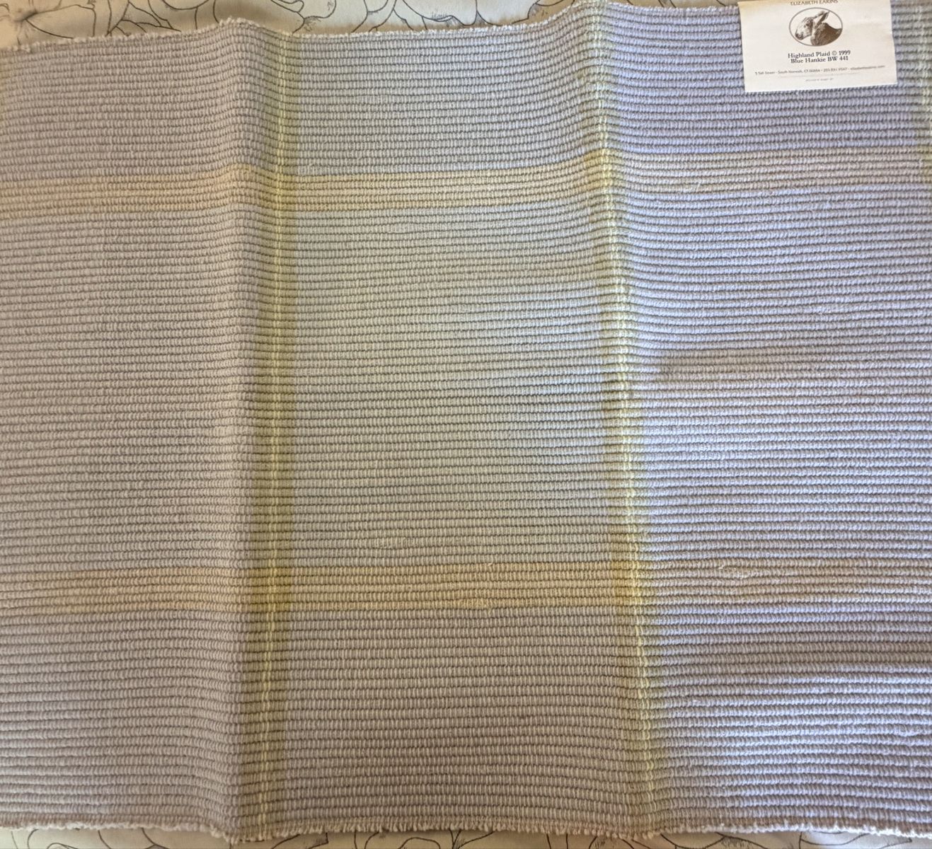 Handwoven Cotton Rug by Elizabeth Eakins - Gray/Yellow Striped Mat 24x31