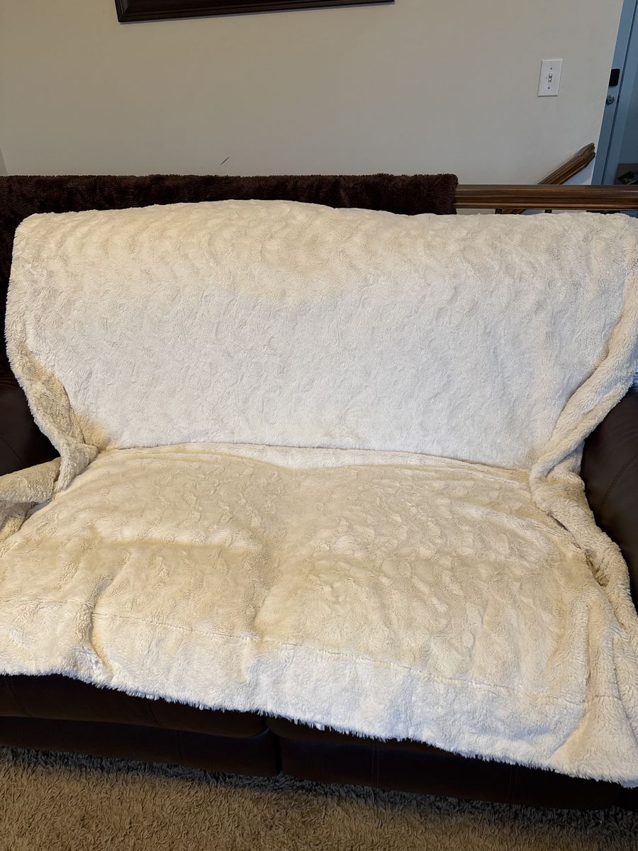 Large Cream Colororwd Mink Couture Blanket