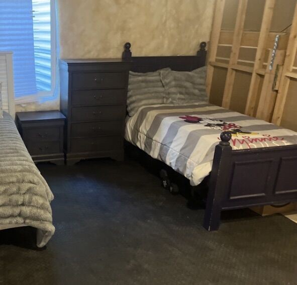 Twin Bed Frame with Dresser and Nightstand
