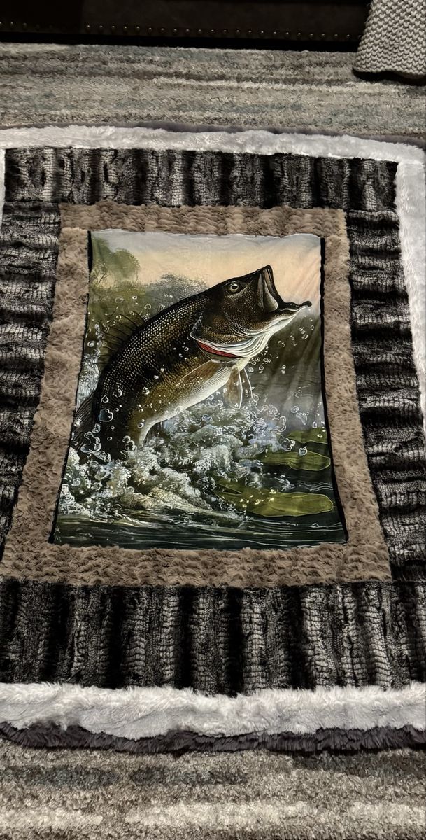 Rustic Fish Themed Minky Blanket.