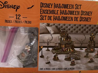 Disney Halloween 12-Piece Spooky Town Decor Set - Mickey Mouse Haunted House Village Display