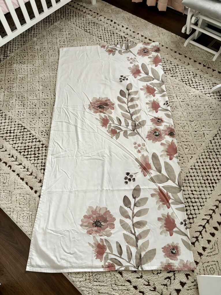 White Shower Curtain with Coral Flowers