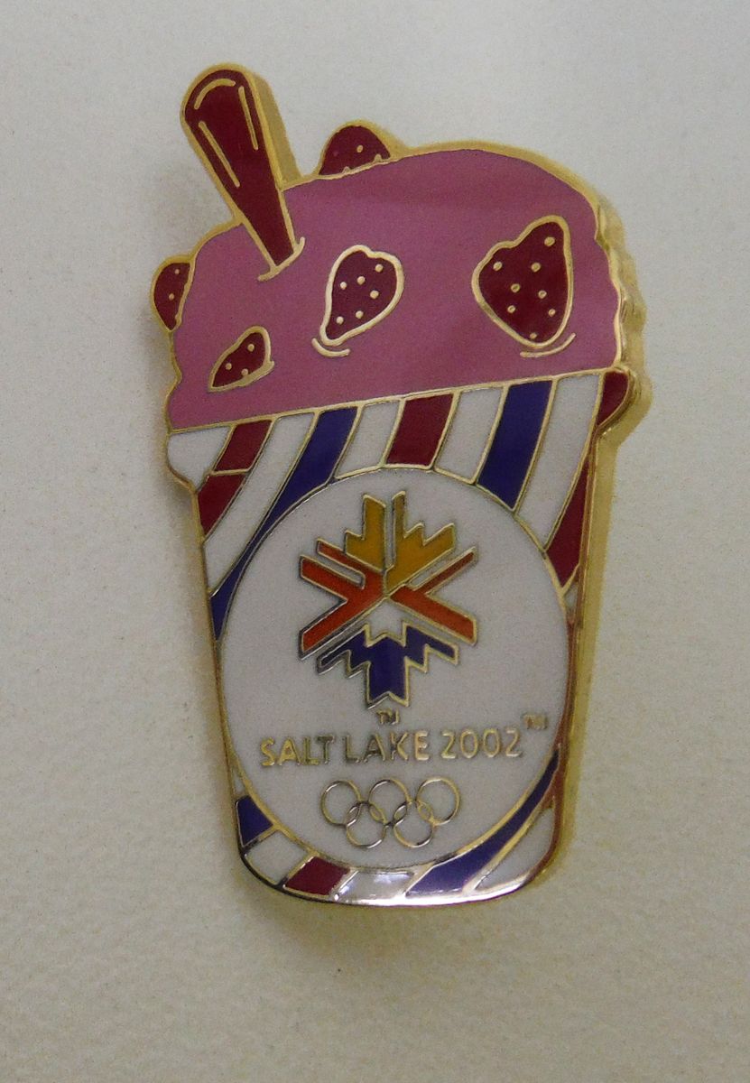 Salt Lake 2002 Winter Olympics Ice Cream Pin Gold Tone Collectible Enamel Pin 1775/2002