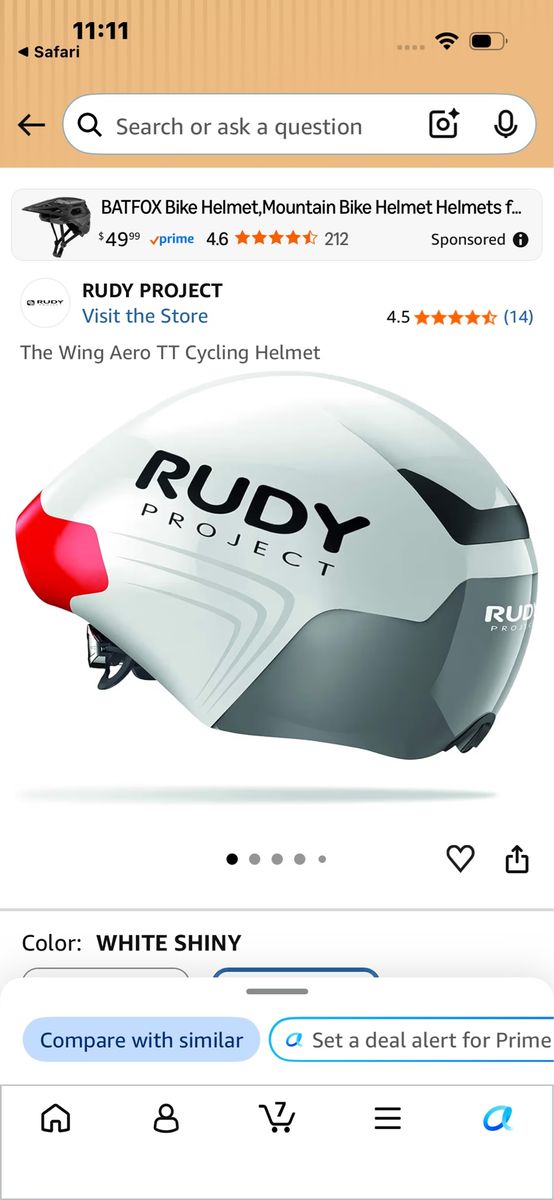RUDY PROJECT The Wing Aero TT Cycling Helmet - White Shiny - Triathlon Time Trial Bike Helmet