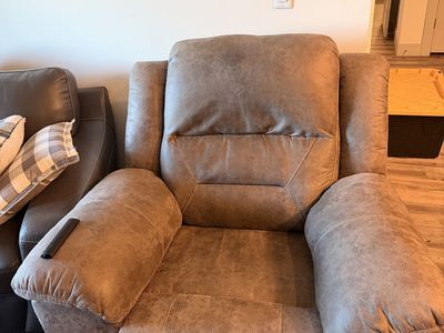 Gray-Brown Oversized Recliner
