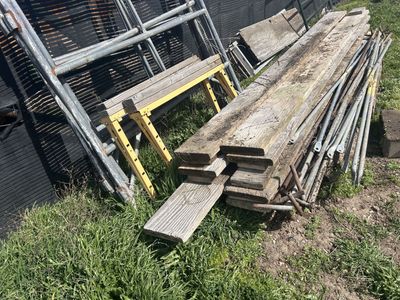 Scaffolding and planks