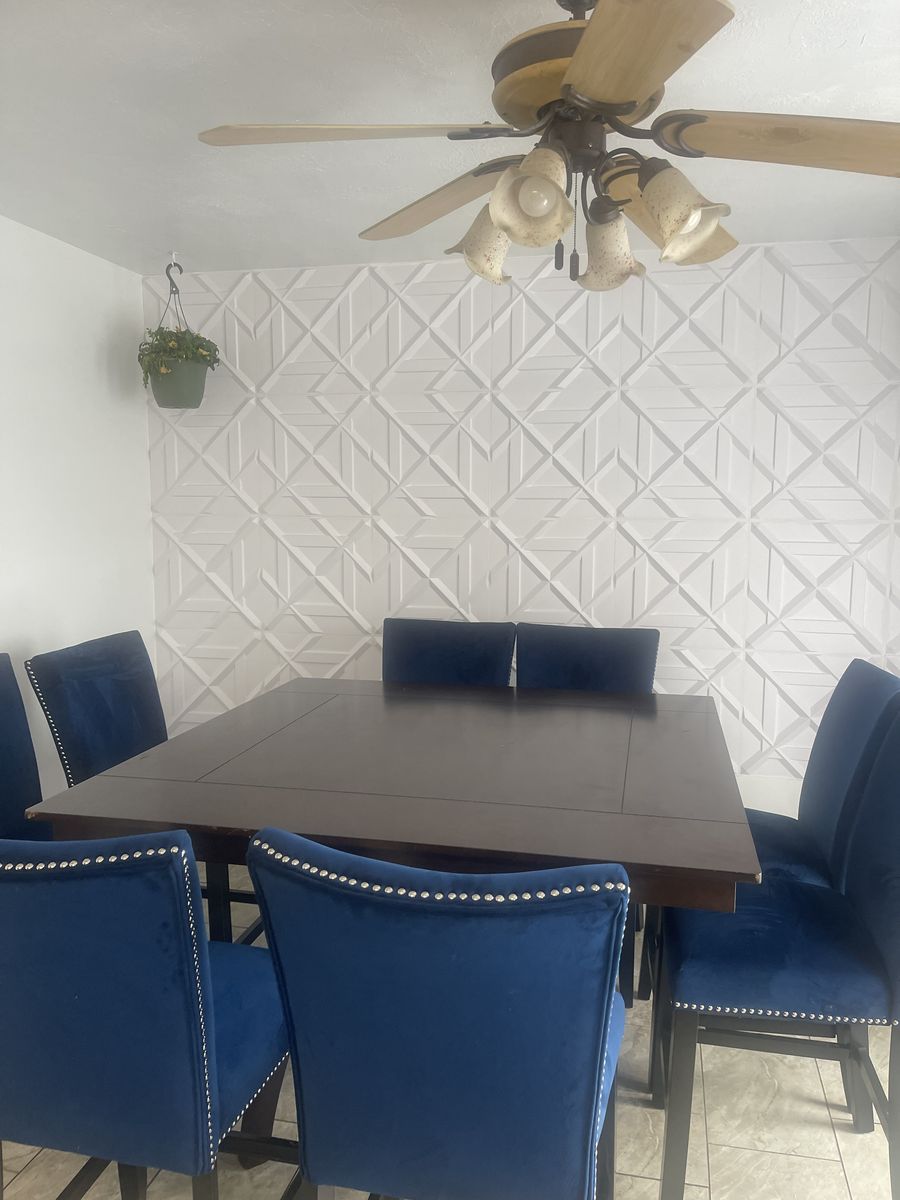 Table & Sectional couch for sale - 8 chairs