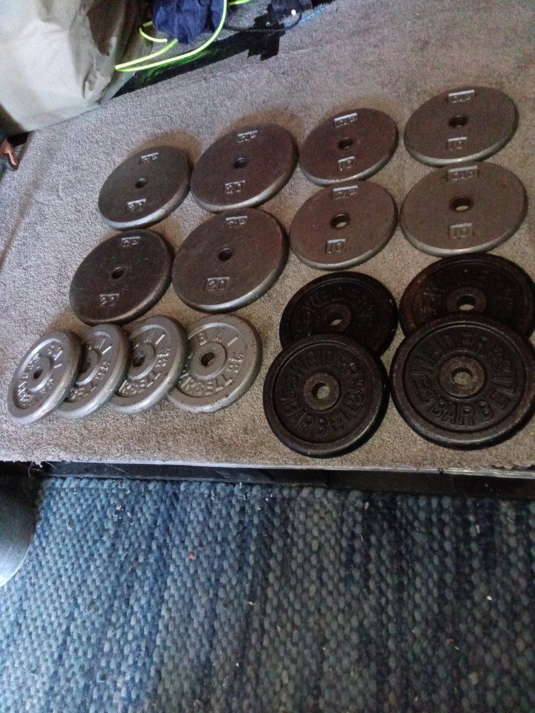 Cap 200lb Total 1" Hole Weight Plates Nice!