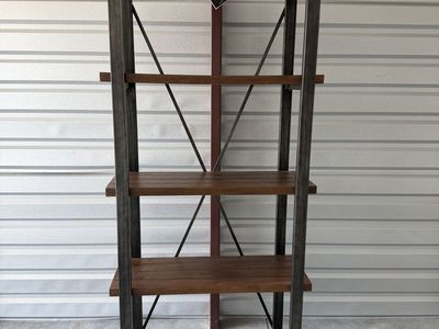 Ashley Signature Industrial Bookcase / Rustic Wood Metal Shelf – Minor Cosmetic Wear