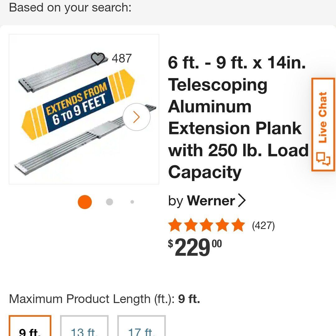 6 ft. - 9 ft. x 14in. Telescoping Aluminum Extensi