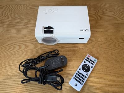 Core Innovations 150" home theater projector with rolling stand