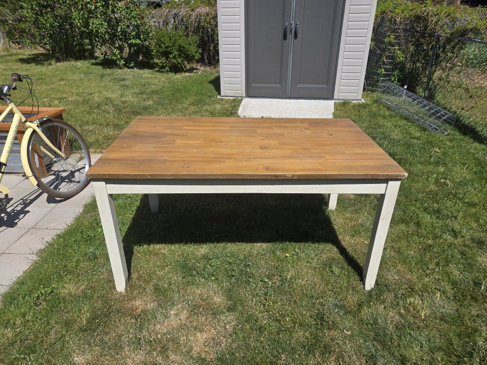 Handcrafted Solid Wood Dining Table with Drawers - Rustic Farmhouse Style