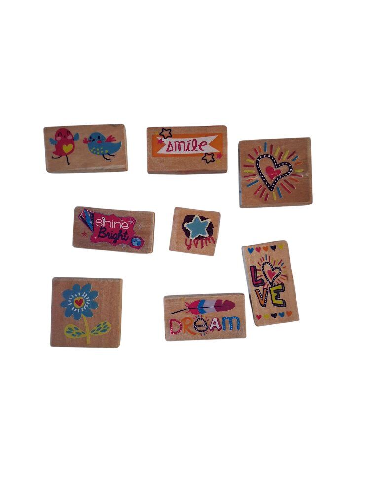 WOODEN MOUNTED RUBBER STAMPS LOT OF 8