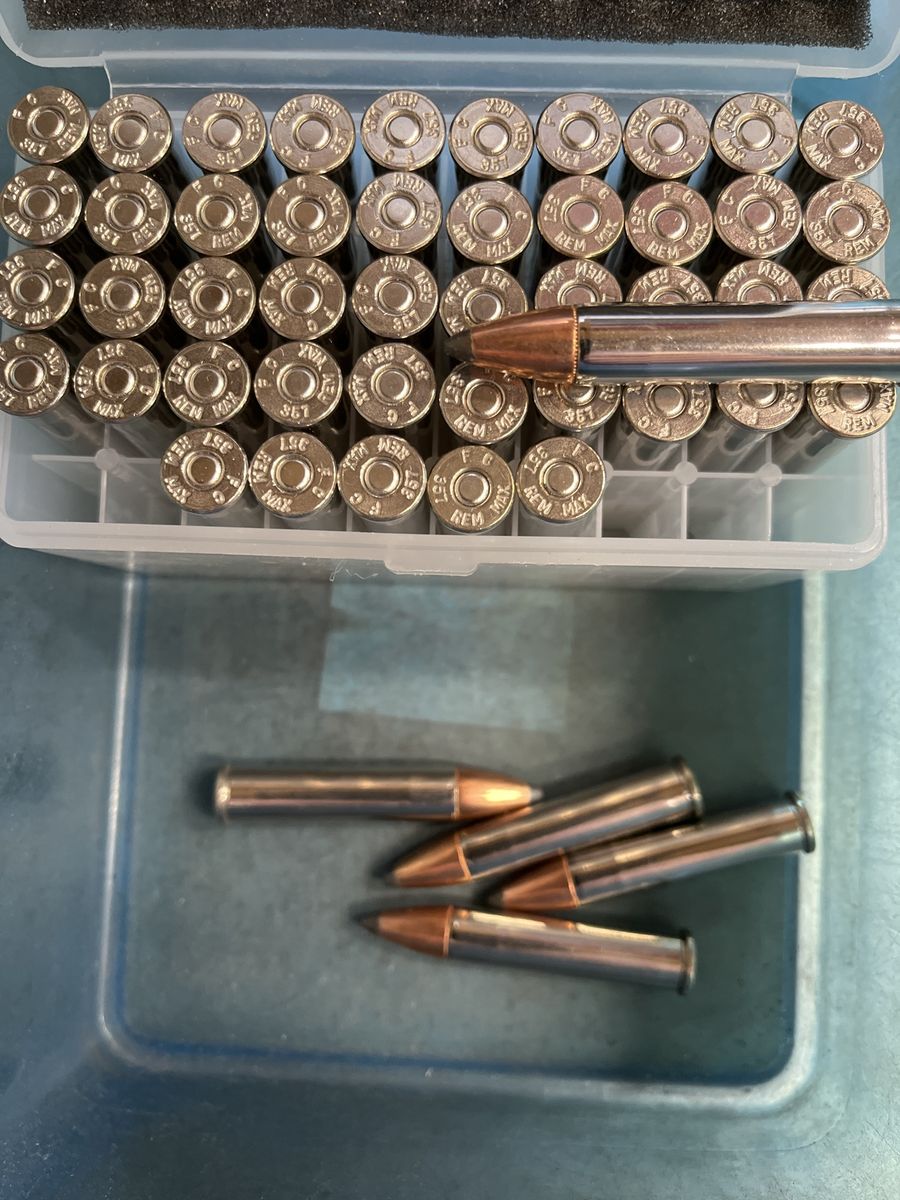 .357 REM MAX Ammunition  50 Rounds, Reloadable Brass Casings