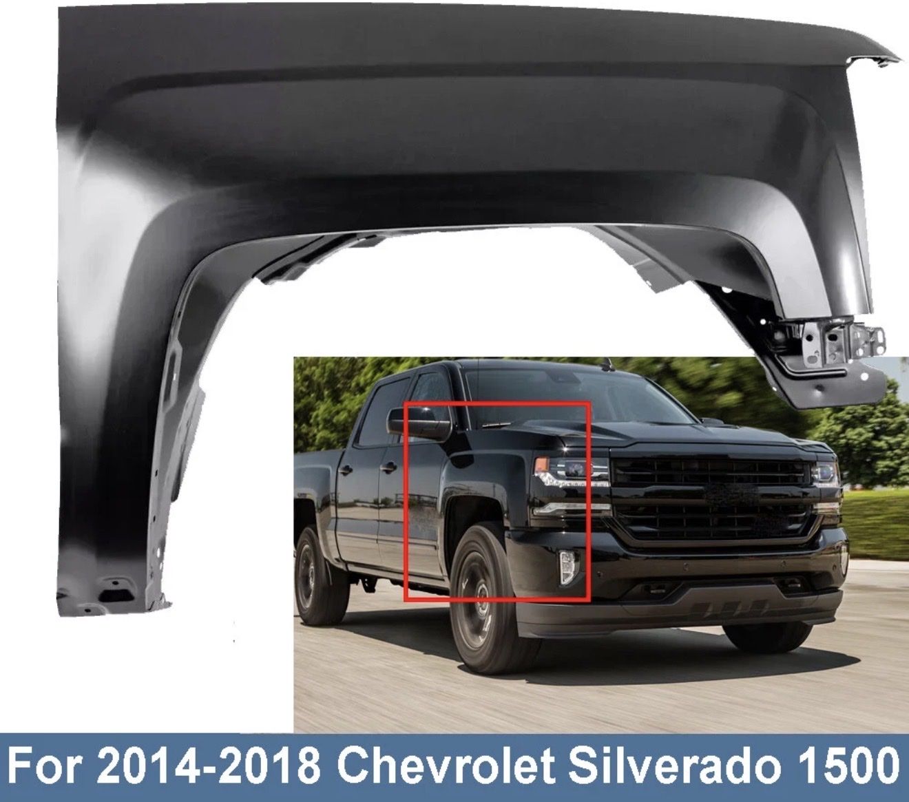 84214215 Front Right Side Fender For 14-19 Chevy Silverado 1500 2500 HD 3500 HD