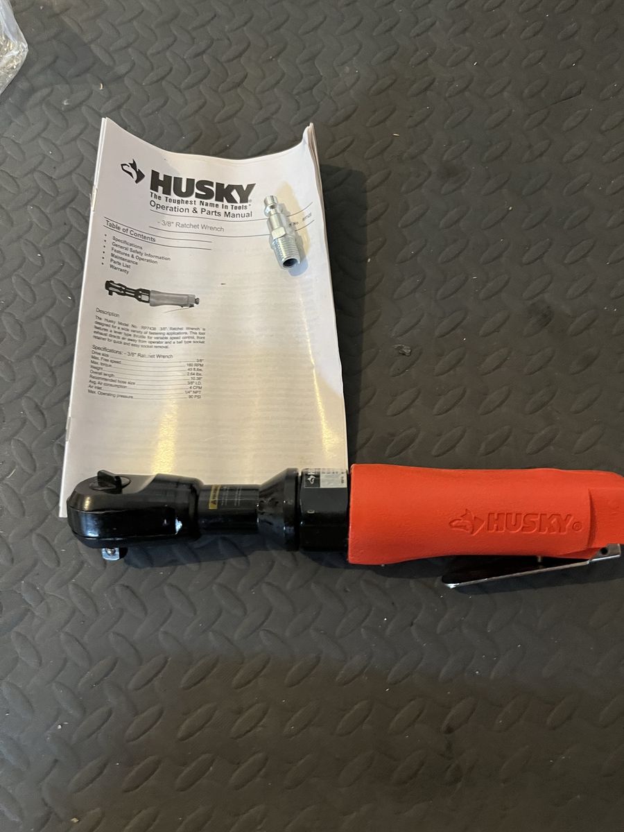Husky 3/8-inch Air Ratchet Wrench Model RP7438 with Manual and Fitting ( New )