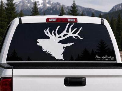 Journey Rose Creations Elk Rear Window Truck Decal - Premium Vinyl, Weather Resistant
