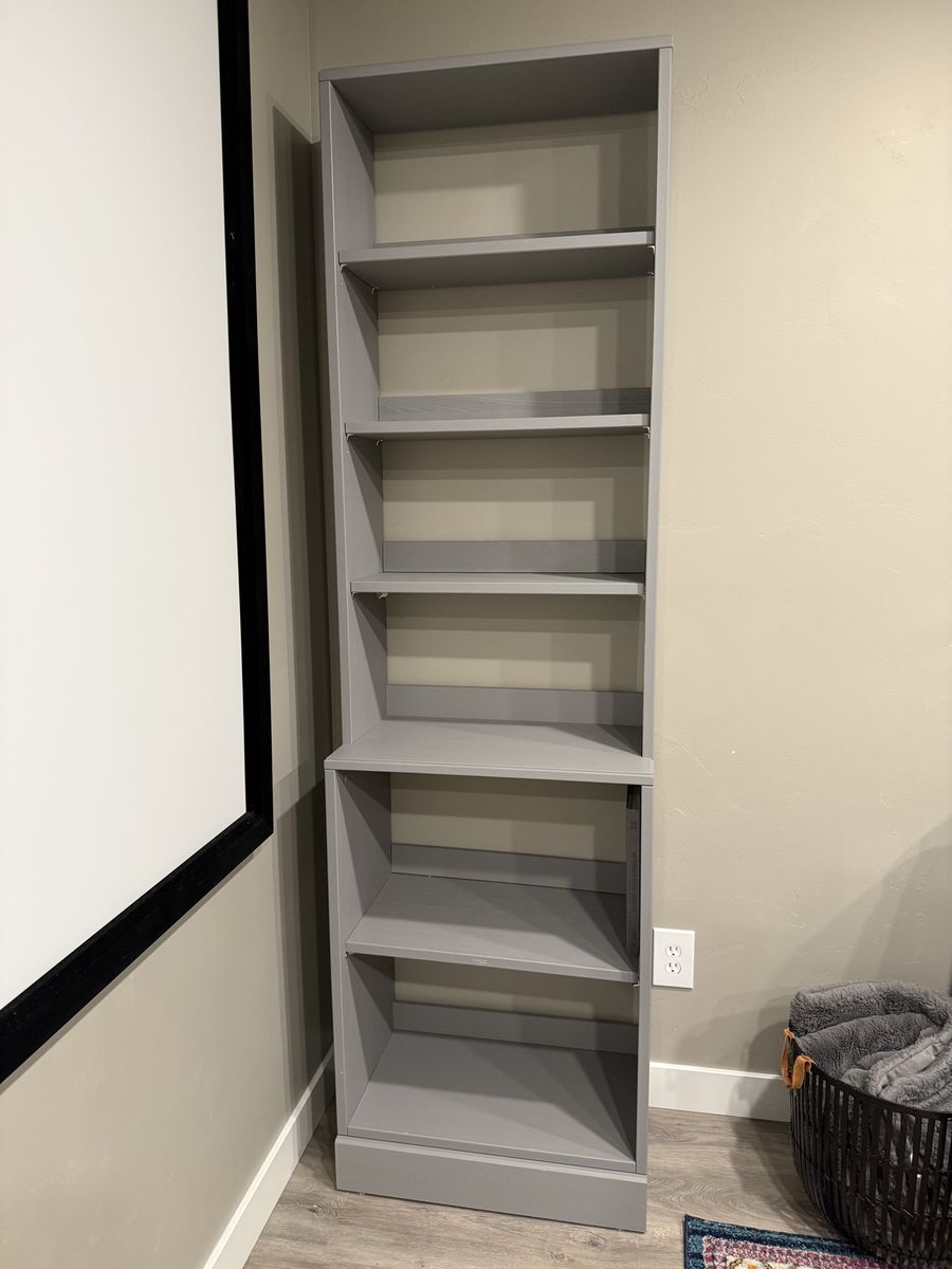 2 IKEA Gray Bookcases / Display Shelves