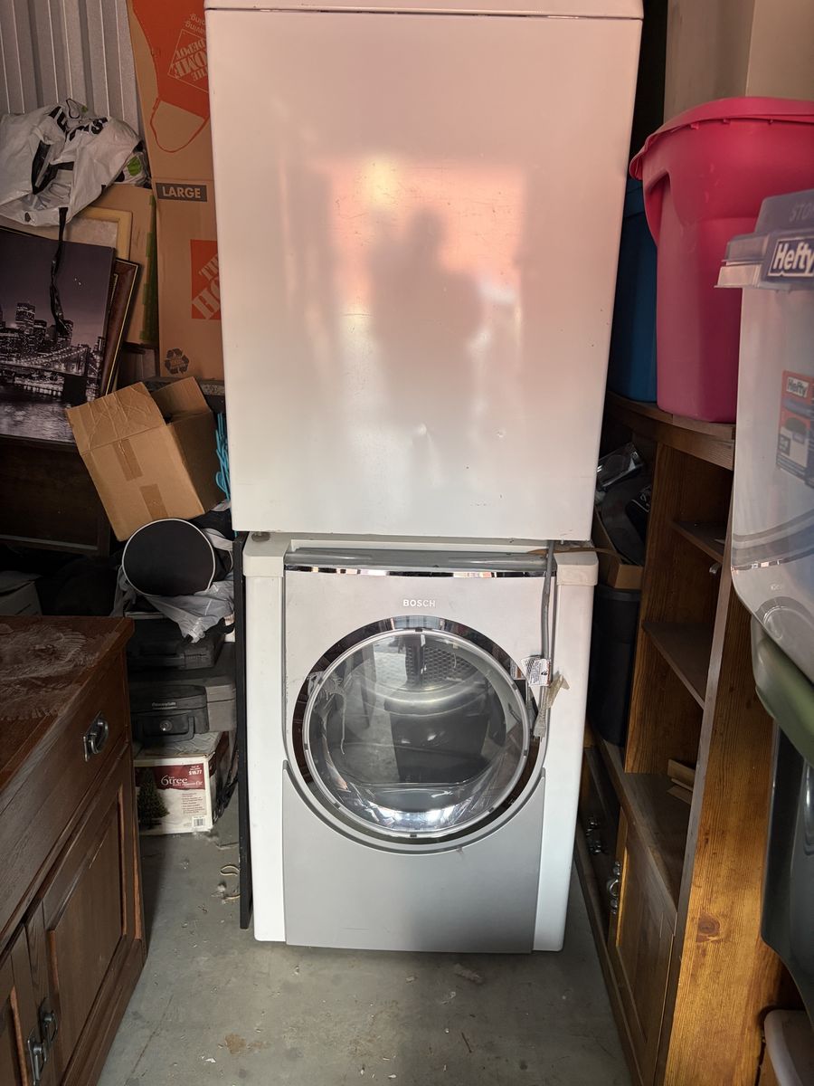 Bosch Dryer - Compact Front Load, White/Silver washer/ I don’t remember the brand but it extra large and they both work.