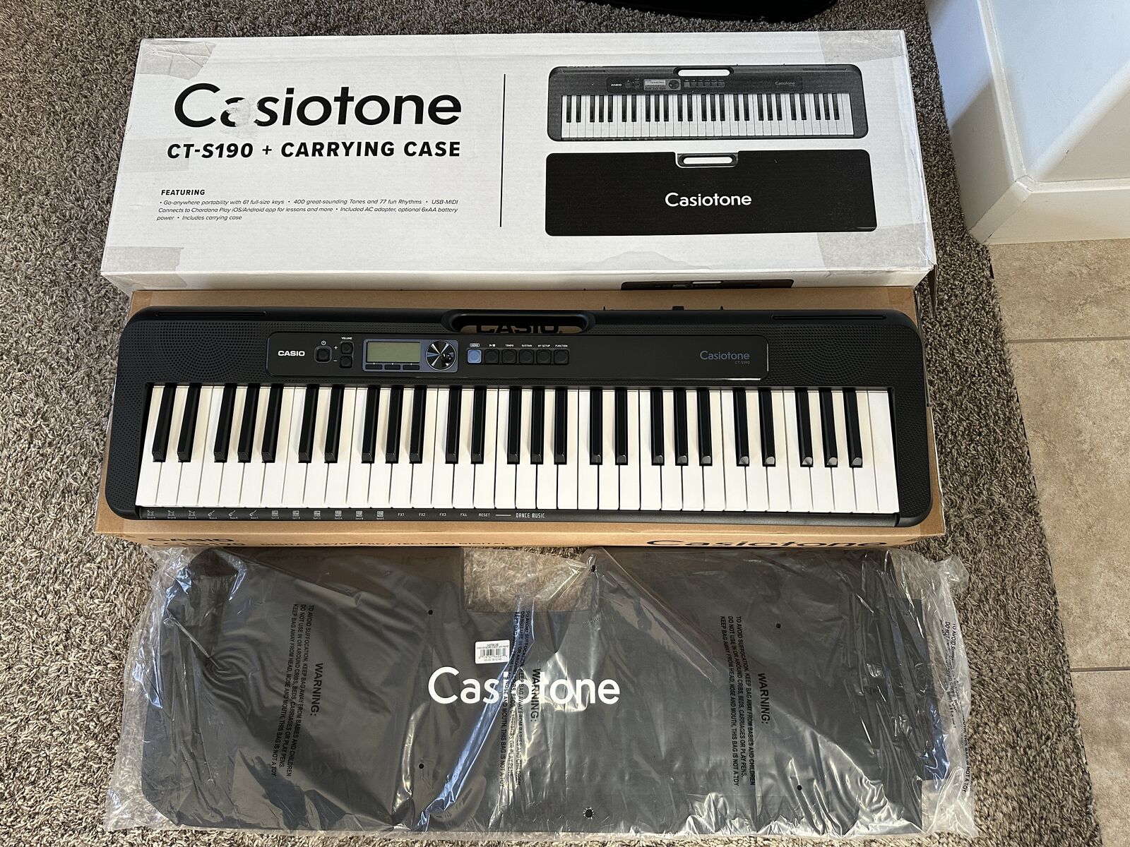 Casio_CT-S190 61-key Portable Keyboard/piano Bundle.