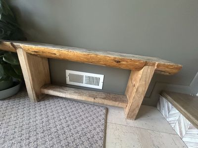 Rustic handmade log bench antique