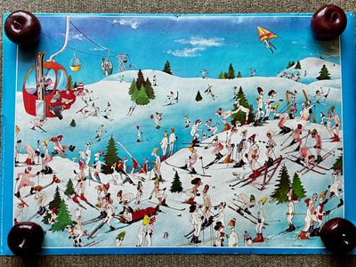 RARE 1977 First Edition Roger Blachon "Wintersports" Poster – Original Verkerke Holland Print