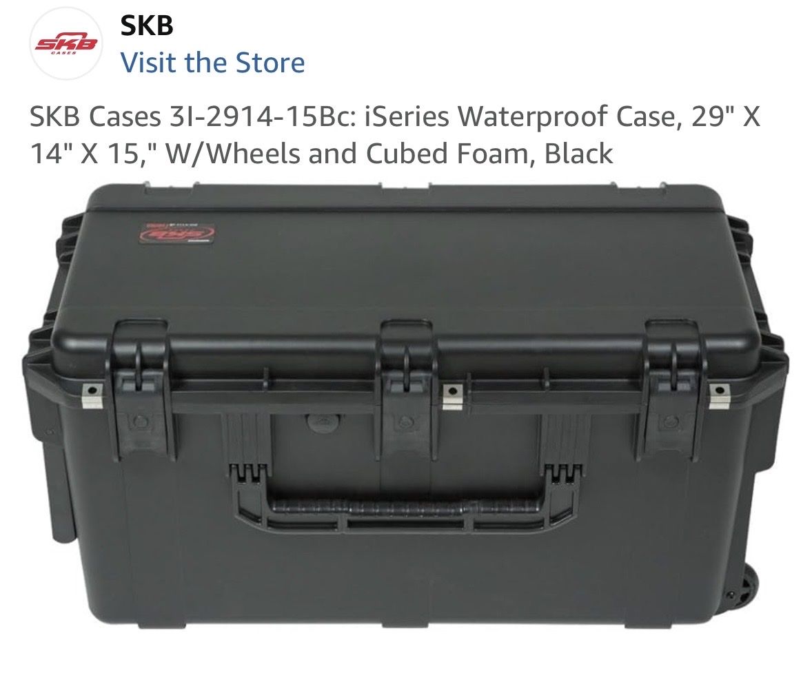 SKB Cases 3i-2914-15Bc iSeries Waterproof Case, 29"x14"x15", Wheels, Cubed Foam, Black