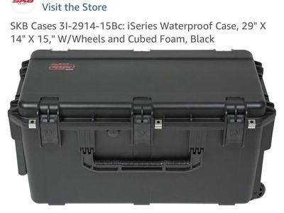 SKB Cases 3i-2914-15Bc iSeries Waterproof Case, 29"x14"x15", Wheels, Cubed Foam, Black