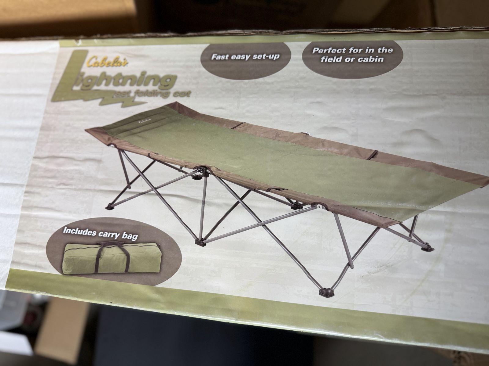 NEW Cabela's Lightning Folding Cot – Camping / Hunting - never used - still in original box