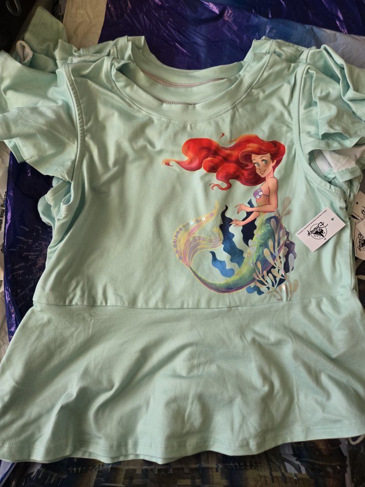 NWT Disney Little Mermaid Ariel Mint Green Ruffle Tunic Top Size 9-10