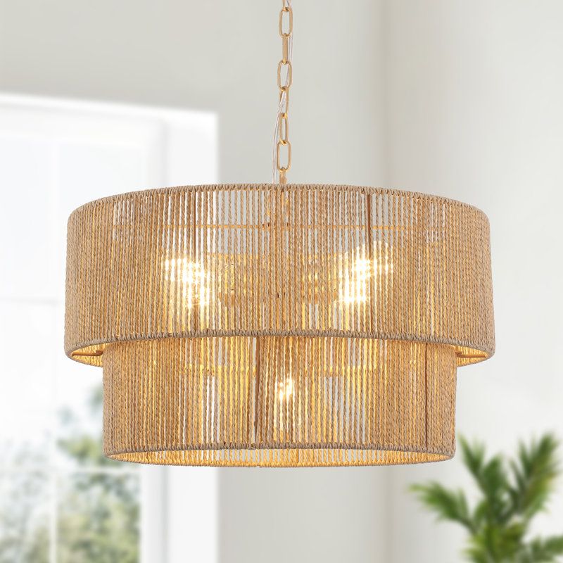 NEW 5-Lights Hand-Woven Rattan Pendant Light