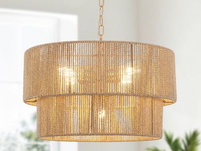NEW 5-Lights Hand-Woven Rattan Pendant Light
