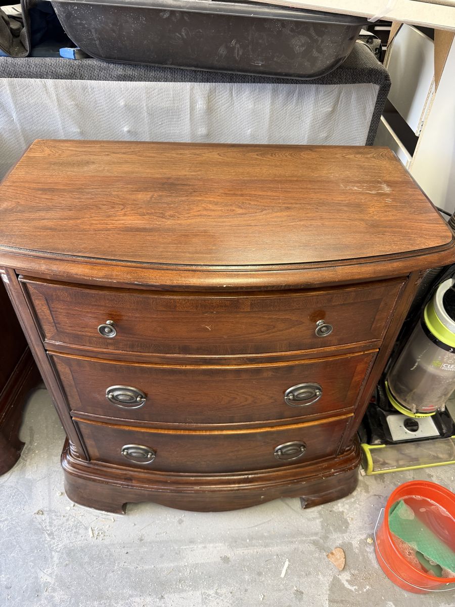 Pair of Classic Brown Wood 3-Drawer Nightstands/Side Tables - Used Condition