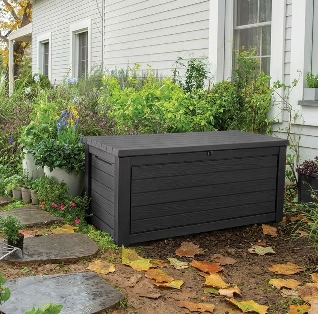 NEW! Outdoor Storage Deck Box 165-Gallon 61.22" x 28.52" x 27.34" - Black Resin