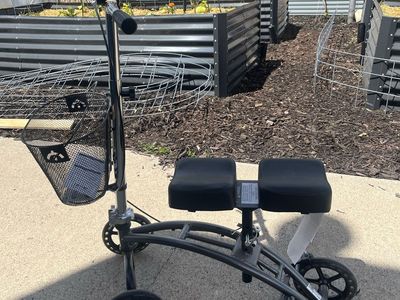 KneeRover Economy Knee Scooter Walker with Basket - Black, 4-Wheel, Foldable