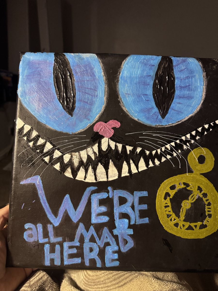 Cheshire Cat 11”X11” Acrylic Painting