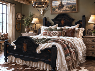 Rare Vintage King / California King Bed Frame Cottagecore Farmhouse Western Gothic French Country