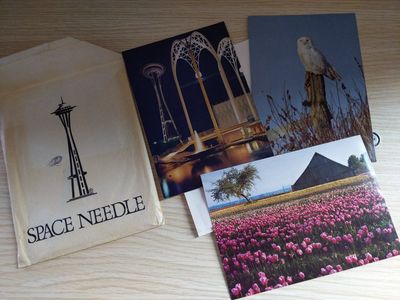 1981-1982 Lee Mann Vintage Postcards - Science Arches, Space Needle, Tulip Field, Barn, Snowy Owl - Art Prints