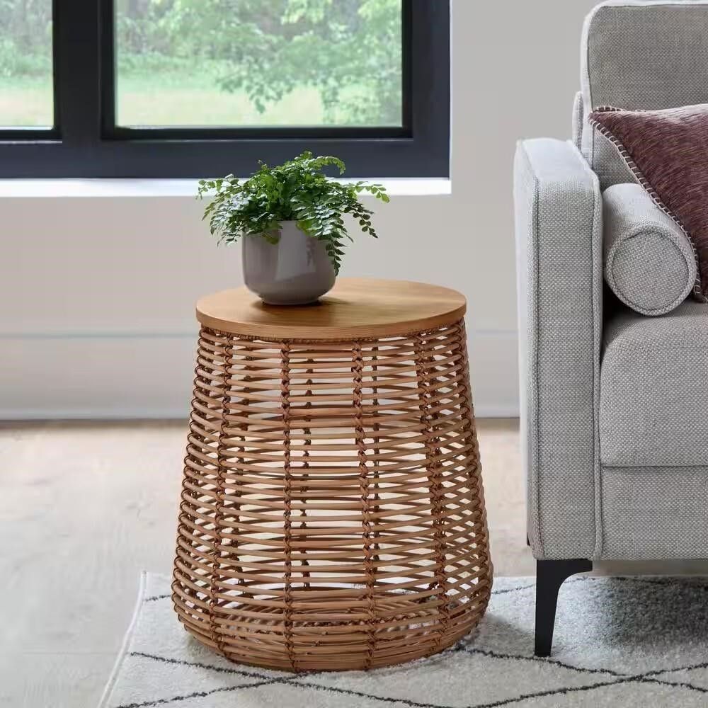 PALA 17.3in Natural Rattan Side Table by StyleWell