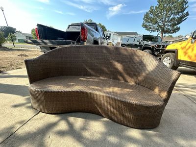 Curved Outdoor All-Weather Wicker Sofa Four Hands Portia couch patio set