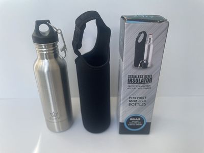 Stainless Steel Beer Bottle Insulator 12oz w/ Sleeve & Bottle Opener New