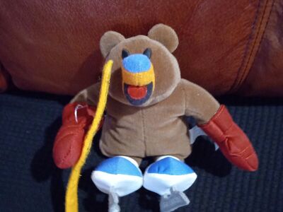 Plush Olympics mascot Hockey player stuffed bear with skates and hockey stick