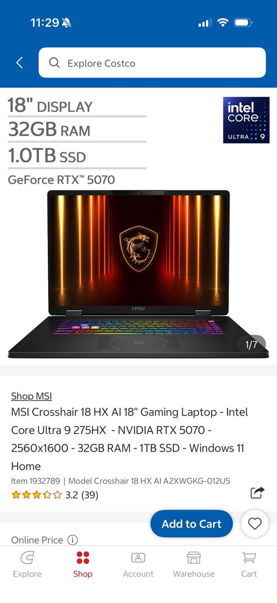 MSI Crosshair 18 HX AI - Ultra 9 - 5070