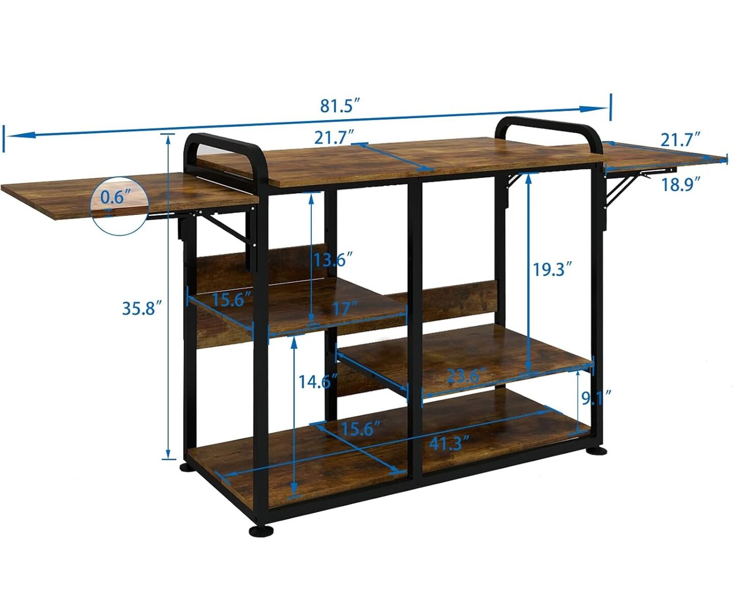 Metal Heat press table, 3 tier workbench, with folding rustic shelves, Crafting DIY stand
