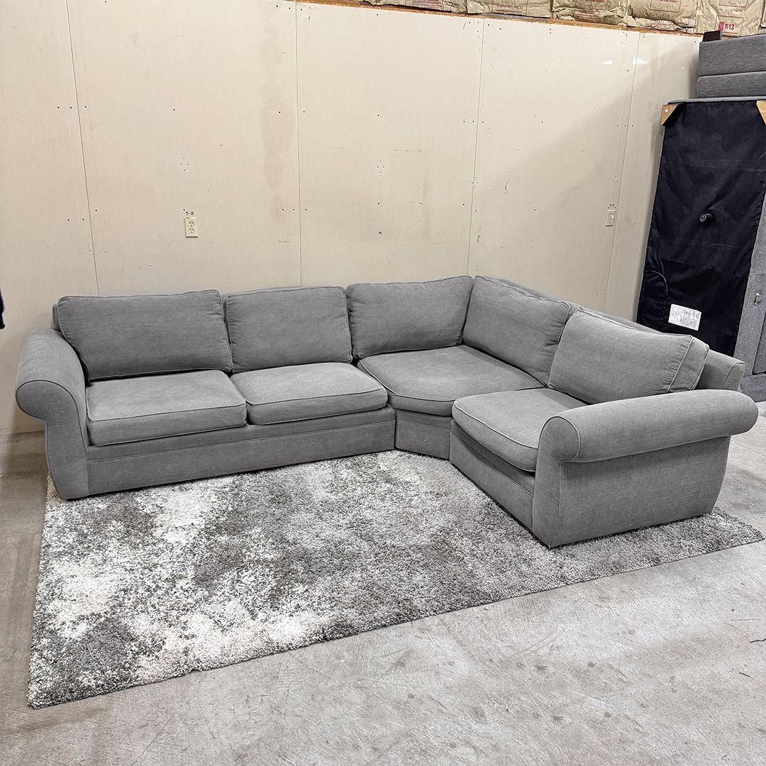 Pottery Barn Gray Sectional Couch - Delivery Available