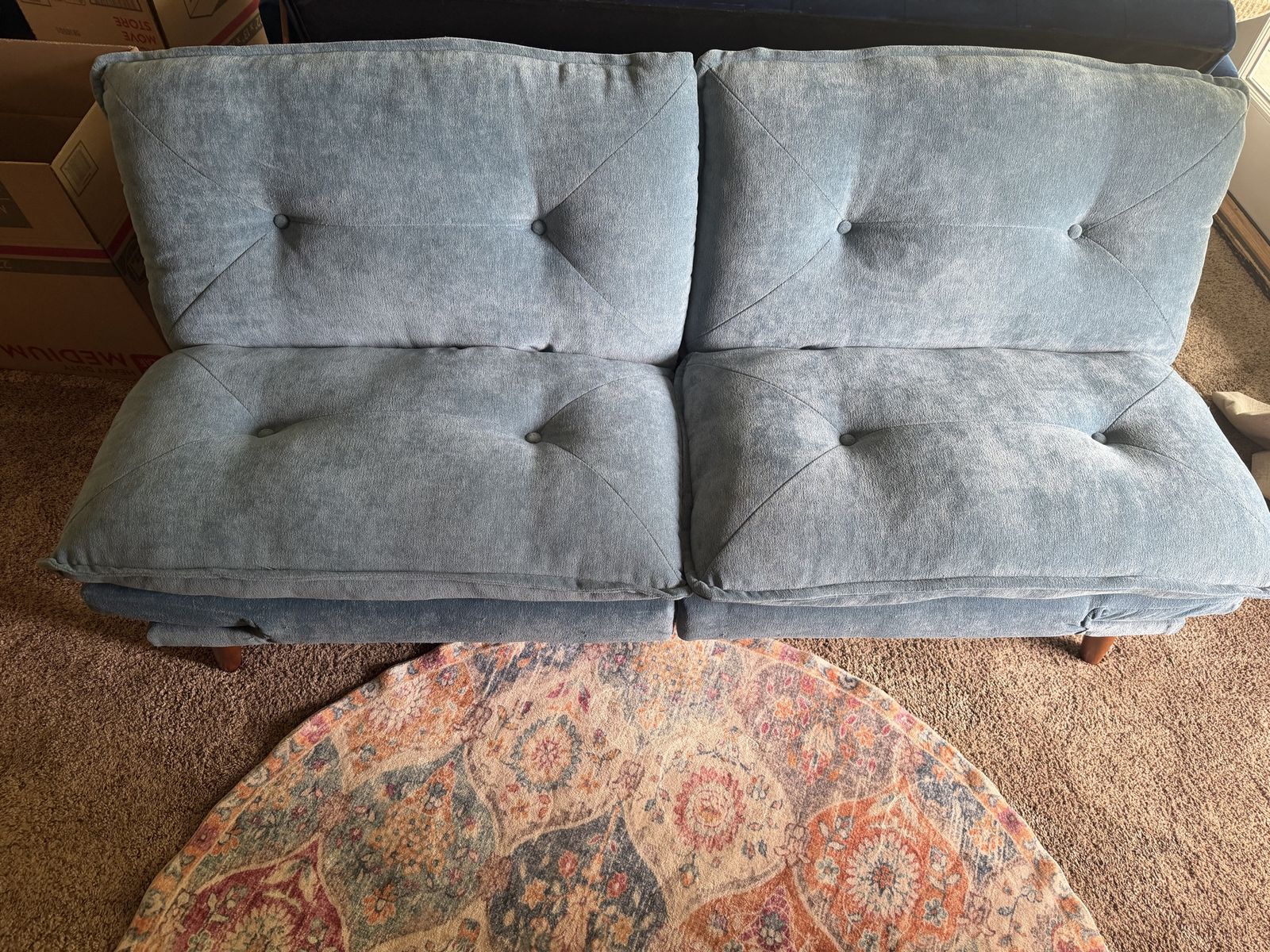 LINSY HOME Loveseat, Futon, Sofa Bed, 70" Chenille Futon Couch with Adjustable Backrest Armrest, 3 in 1 Convertible Comfy Sleep